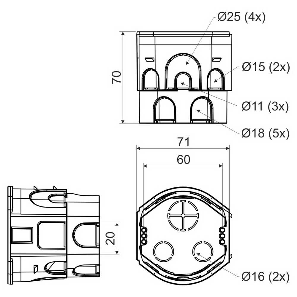 Коробка інсталяційна набірна 1-на KOPOS 73х70 мм ( KPR 68-70_KA )